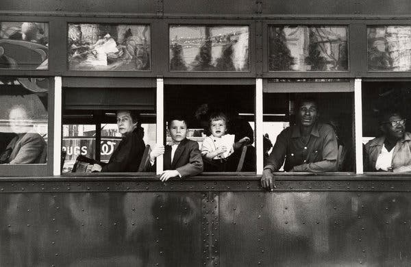Segregated trolley in New Orleans, 1955 by Robert Frank