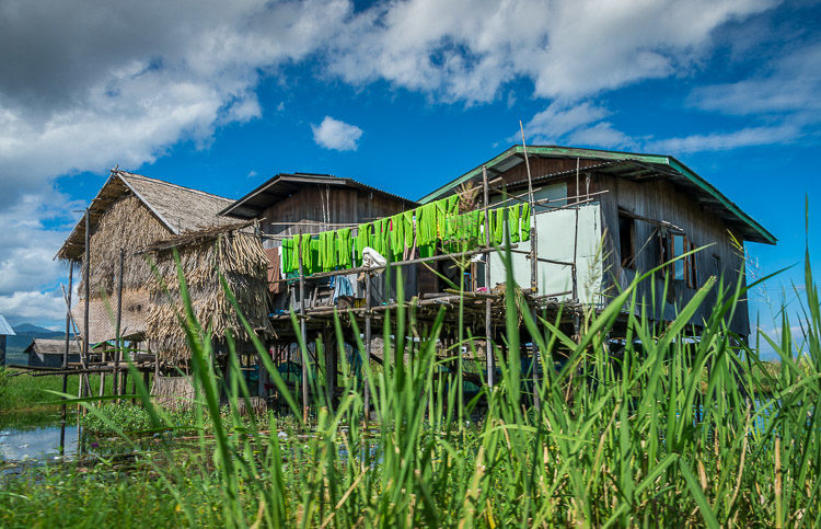 Typical house built on stilts in Inle Lake, Myanmar