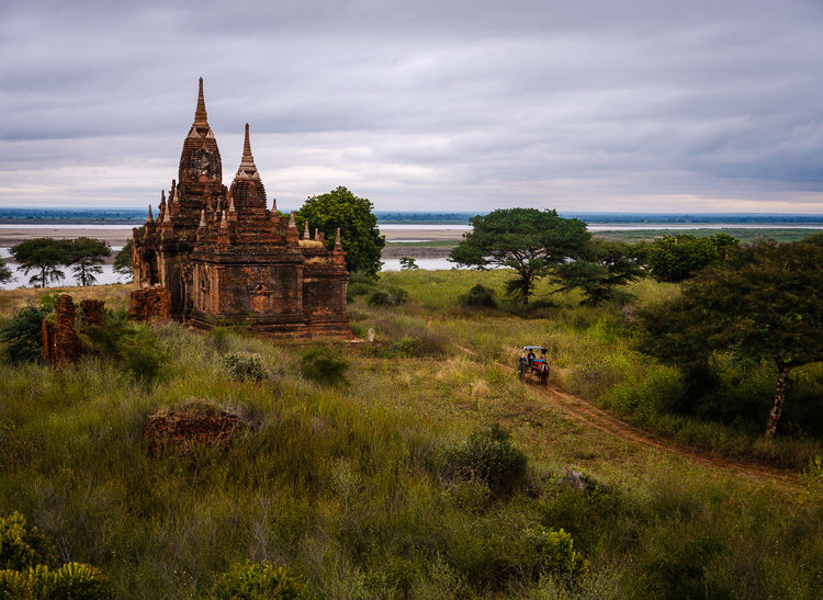 a temple over the plains of Bagan Myanmar