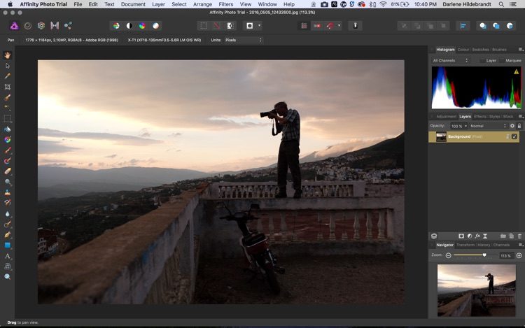 photo editor workspace screenshot of Affinity Photo