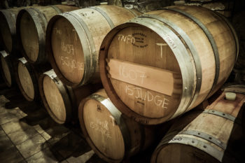 Barrels of wine at a Hester Creek winery, Oliver BC