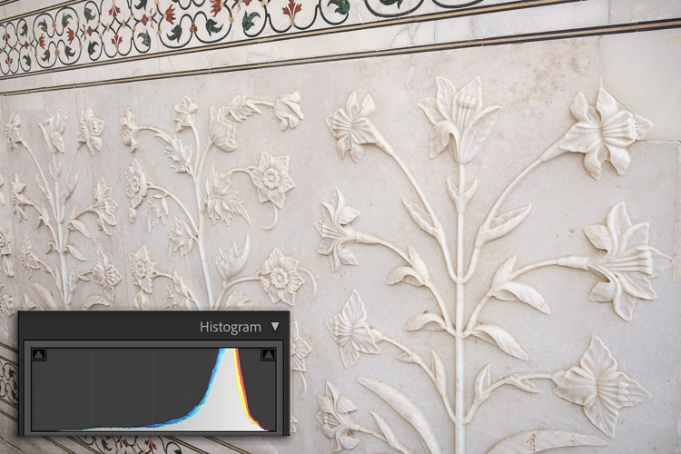 +1.33 exposure compensation makes the marble appear white as it should