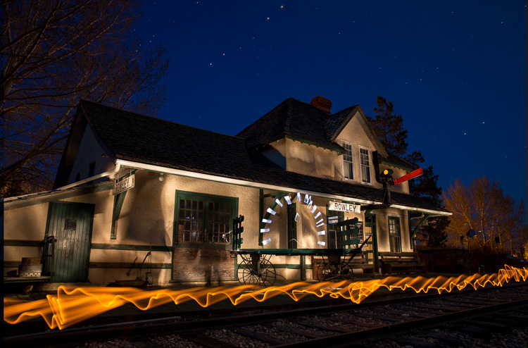 final image light painted historic train station