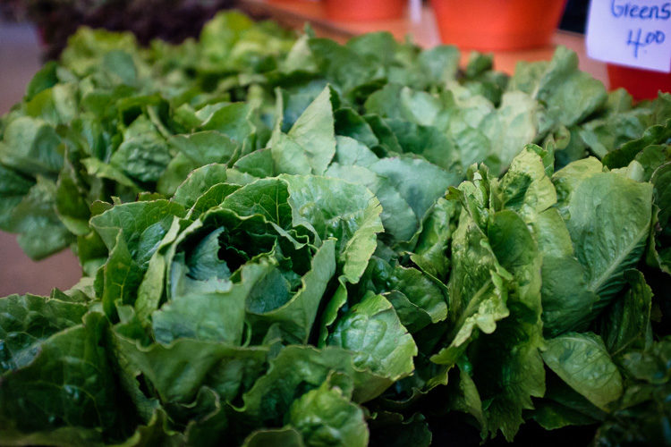 an example photo of vegetables in low light at the market