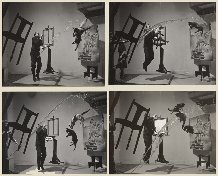 a few of the 28 frames Halsman took before he captured the final iconic photo