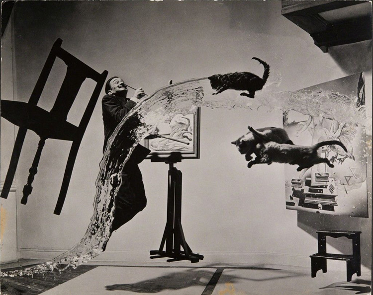 iconic photo of Salvador Dali called Dali Atomicus taken by Philippe Halsman