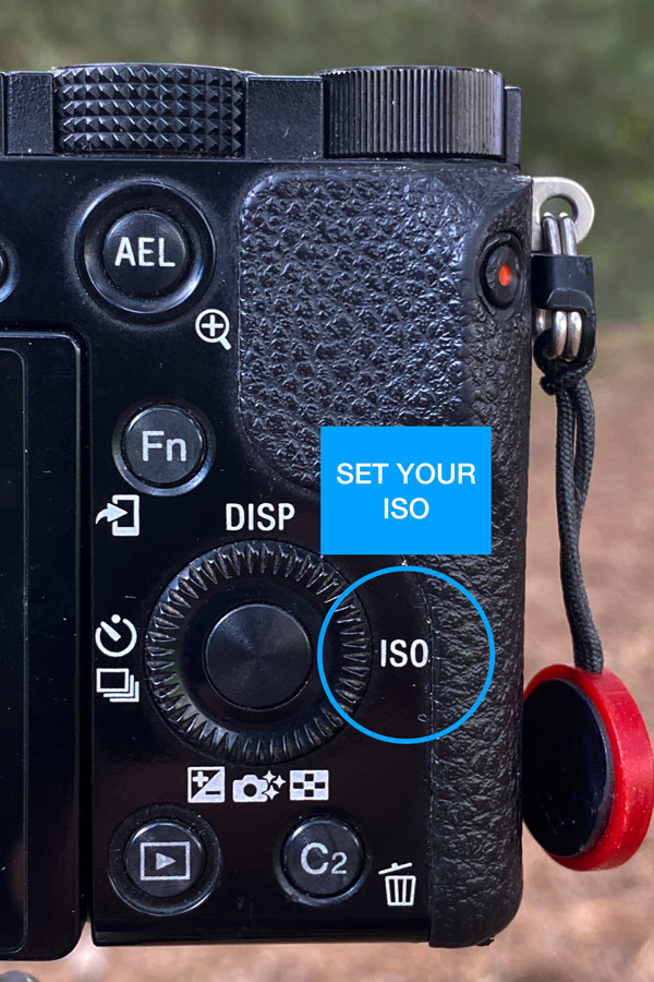 ISO button on a digital camera 