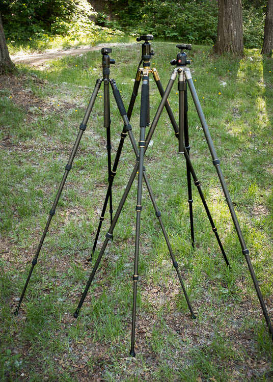 Tripod Review - the K&F Concept TC2534 Carbon Fiber Tripod- 3 tripods extended to full height