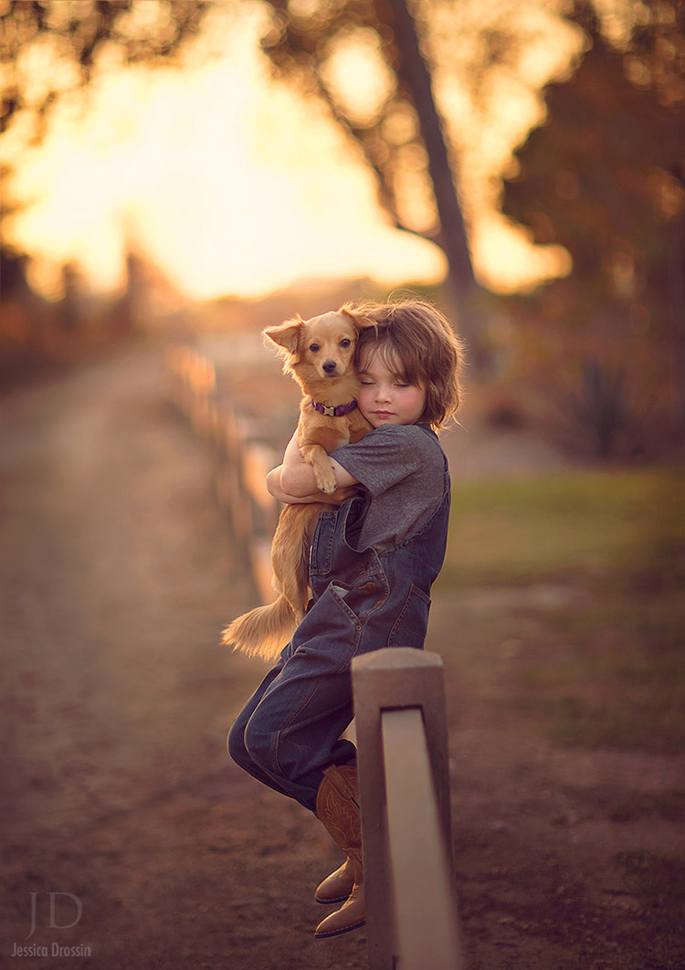 family photo of a boy and his dog