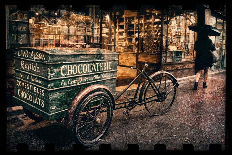 Paris Chocolatery after some creative edits like an edge and texture overlay applied with Luminar Neo. Definitely a pro of the software