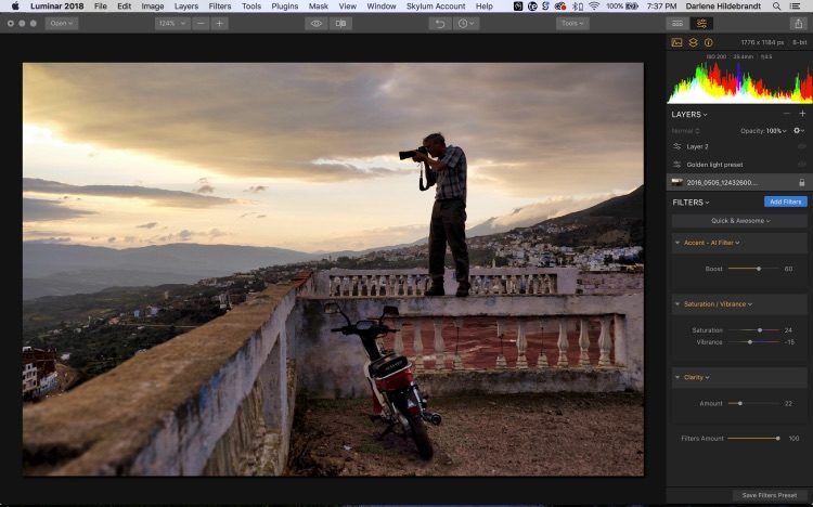 screenshot of Luminar photo editing software interface