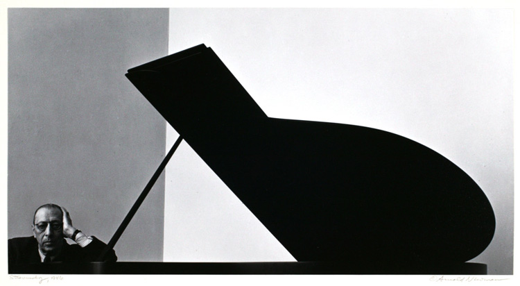 Final cropped version of Newman's photo of Igor Stravinsky with grand piano