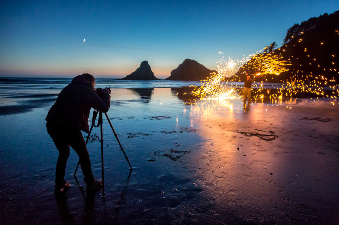 Christine shooting the fire spinning