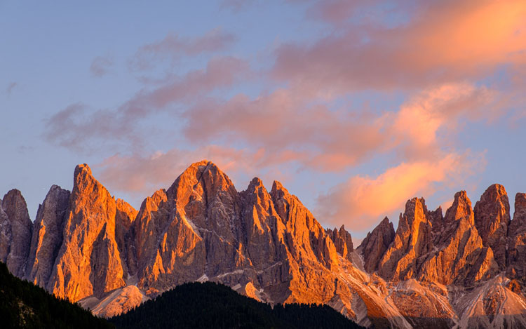 Odle group of mountains in the Val di Funes valley