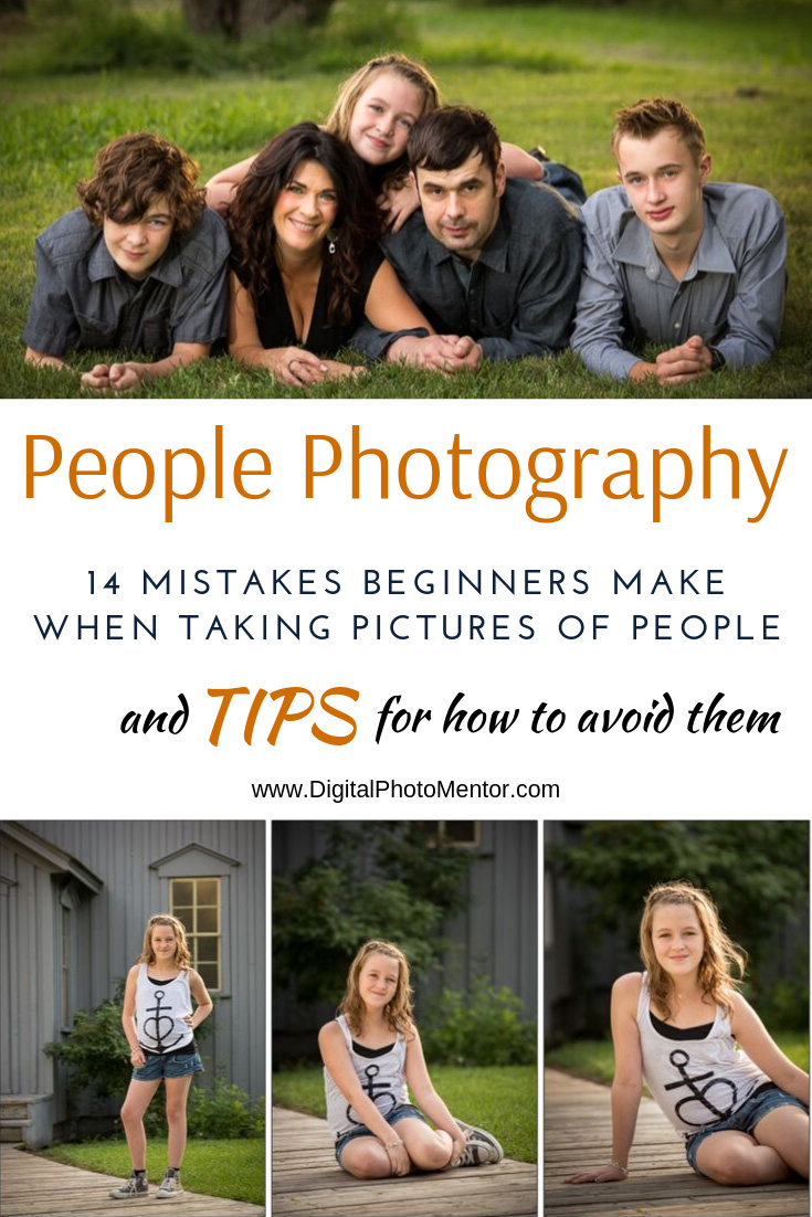 14 people photography tips for beginners so they can avoid making the same common mistakes. Learn about camera settings, lighting, proper lens selection for portraits.