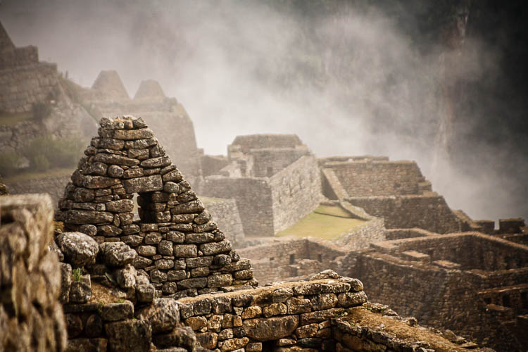 Machu Picchu photographed using a long lens, or telephoto lens