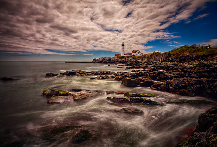 Example of use of neutral density filter taken at the Portland Head Light in Maine