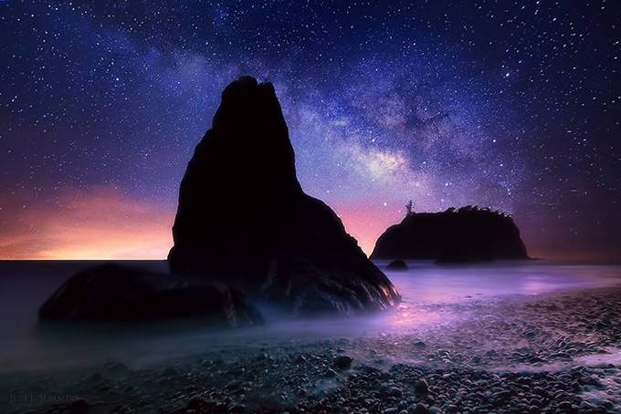 ruby beach washington with milky way
