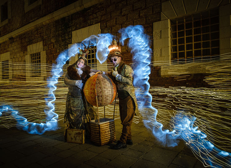Final shot of Carnival characters and light painting effects
