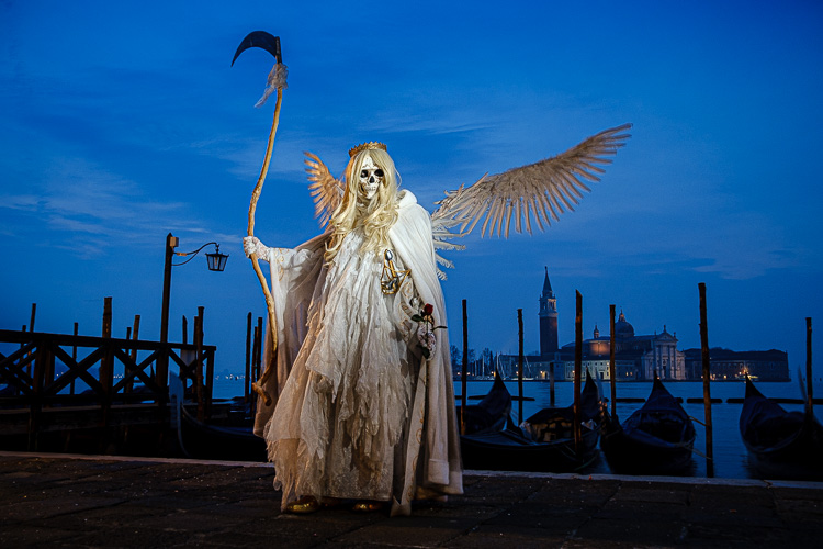 angle of death costume lit with flash zoomed in for more of a spotlight effect