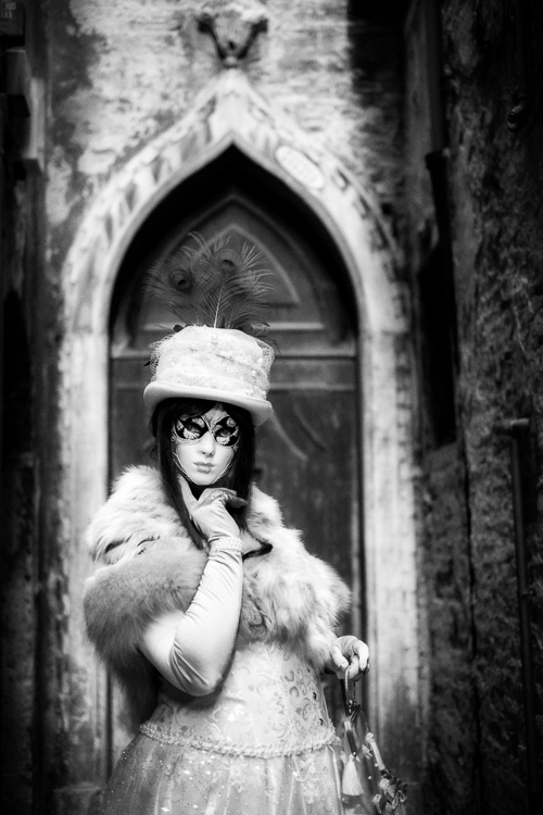 Masked Carnival character in infrared