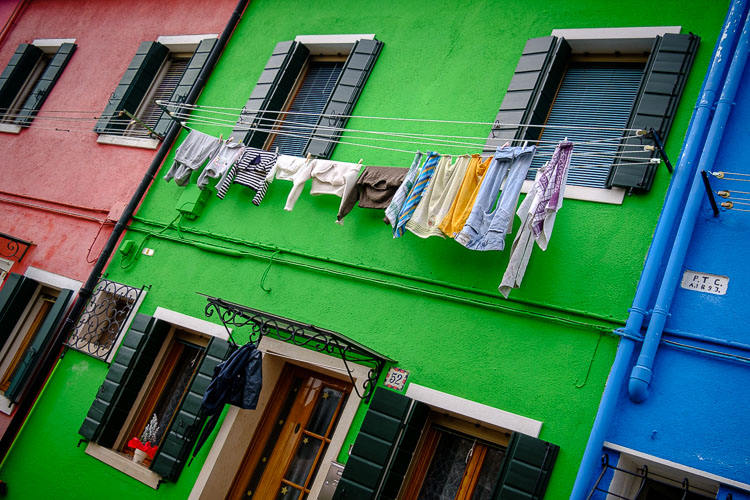 colorful buildings and laundry on Burano Island