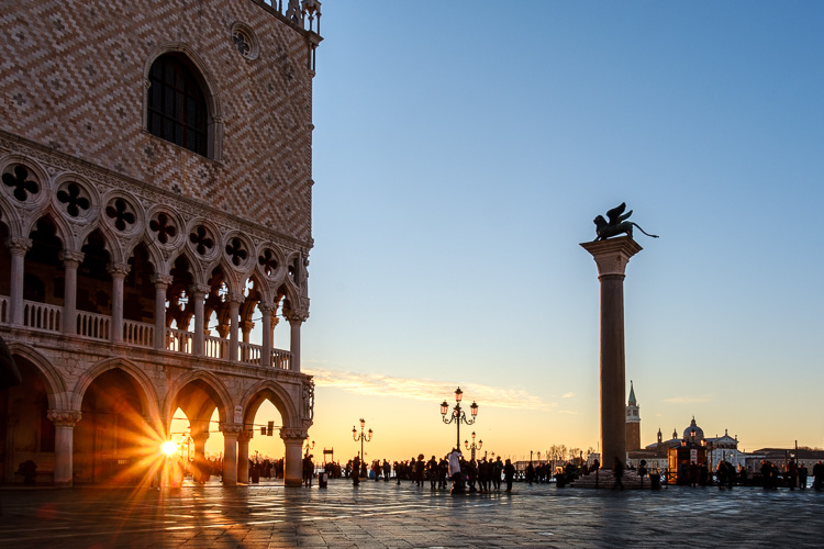 HDR photo of sunrise in San Marco Piazza using 3 bracketed photos combined in Lightroom