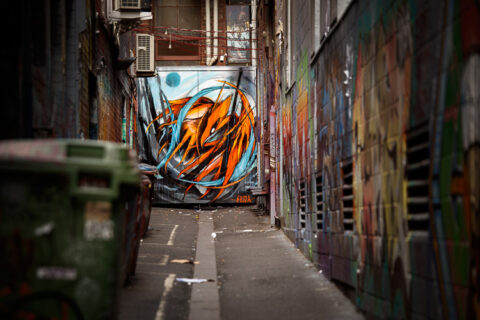 Graffiti and trash cans