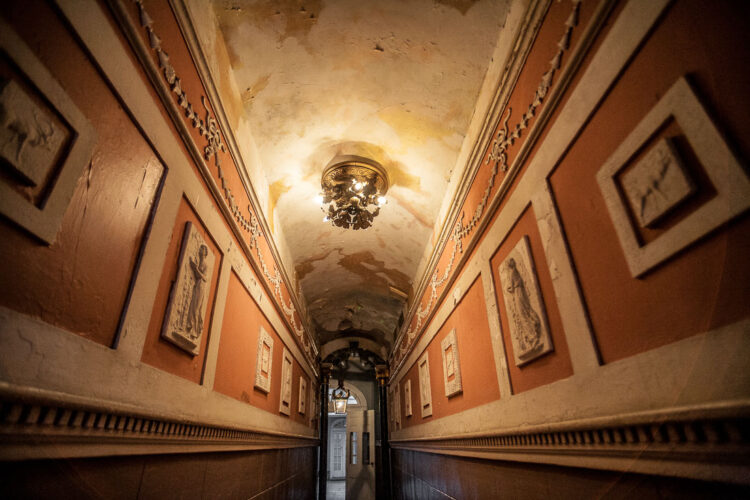 long leading lines in a hallway created with a wide angle lens of 17mm