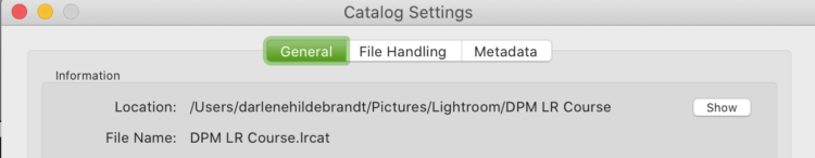 how to find lightroom catalog location