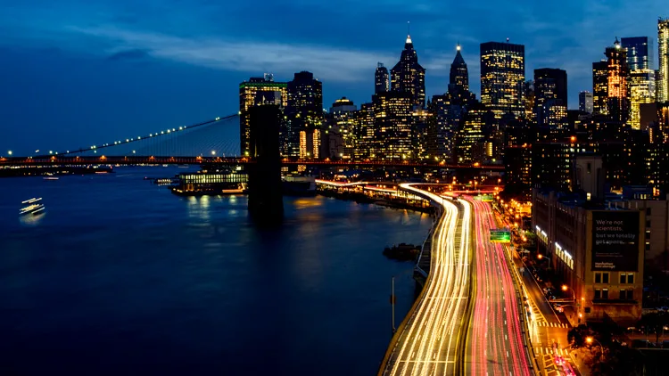 NY City skyline night photo after Color Harmony tool applied