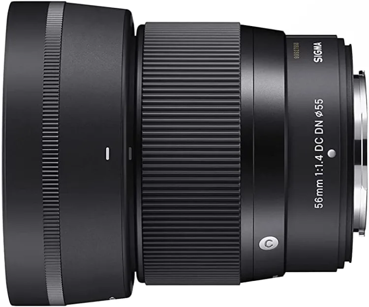 side view of the Sigma 56mm lens